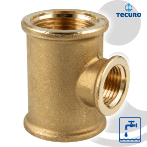 tecuro T-Stück allseitig Innengewinde Rp 3/4 x 1/2 x 3/4 Zoll, MS-blank CW617N