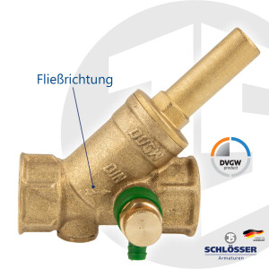 JS Schrägsitz Rückflussverhinderer Rp 2 (DN 50) mit Entleerung DVGW Typ 1325 - Muffenanschluss