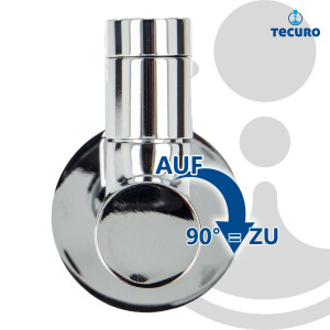tecuro Design Eck-Ventil mit Verblendung,1/2 Zoll Wandanschluss, Messing verchromt
