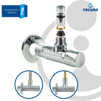 tecuro Design Eck-Ventil mit Verblendung,1/2 Zoll Wandanschluss, Messing verchromt