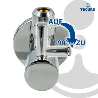tecuro Design Eck-Ventil mit Quetschverschraubung,1/2 Zoll Wandanschluss, Messing verchromt