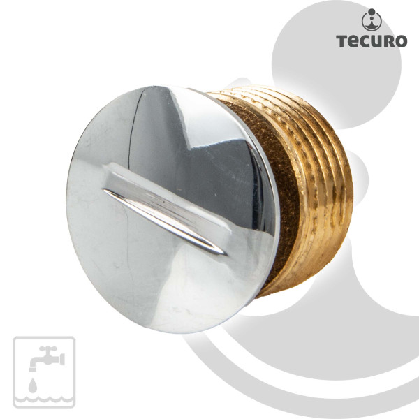 tecuro Verschluss - Stopfen Außengewinde G 3/8 Zoll, mit verchromter Abdeckung