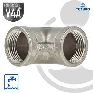 tecuro Winkel 90° Edelstahl V4A (AISI 316), IG x IG 1 1/4 Zoll