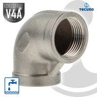 tecuro Winkel 90° Edelstahl V4A (AISI 316), IG x IG 1 1/4 Zoll