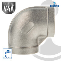 tecuro Winkel 90° Edelstahl V4A (AISI 316), IG x IG 3/4 Zoll