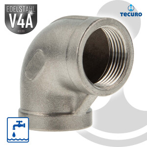 tecuro Winkel 90° Edelstahl V4A (AISI 316), IG x IG 3...