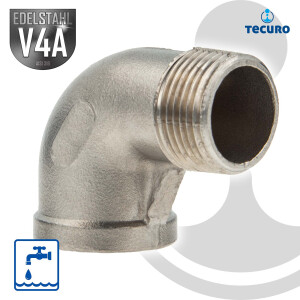 tecuro Winkel 90° Edelstahl V4A (AISI 316), IG x AG 1...