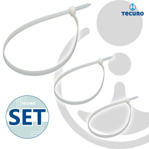 tecuro Kabelbinder 3,5 x 100 mm, VPE 100 Stück, Polyamid 6.6 weiß/natur, halogenfrei, RoHS-konform UL 94 V-2