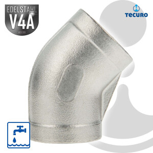 tecuro Kurzer Winkel 45° Edelstahl V4A (AISI 316), IG x IG 1 Zoll