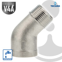tecuro Kurzer Winkel 45° Edelstahl V4A (AISI 316), IG x AG 1/4 Zoll