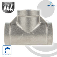 tecuro T-Stück 90° Edelstahl V4A (AISI 316), allseitig IG 1/4 Zoll