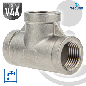 tecuro T-Stück 90° Edelstahl V4A (AISI 316),...