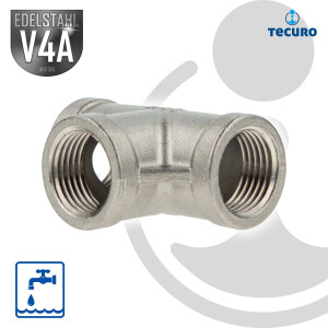 tecuro T-Stück 90° Edelstahl V4A (AISI 316), allseitig IG 1 1/2 Zoll