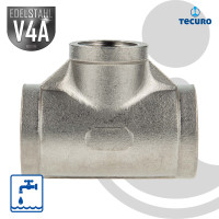 tecuro T-Stück 90° reduziert Edelstahl V4A (AISI 316), allseitig IG - verschiedene Größen