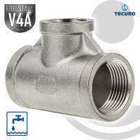 tecuro T-Stück 90° reduziert Edelstahl V4A (AISI 316), IG/IG/IG 1 x 1/2 x 1 Zoll
