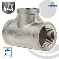 tecuro T-Stück 90° reduziert Edelstahl V4A (AISI 316), IG/IG/IG 1 1/4 x 3/4 x 1 1/4 Zoll
