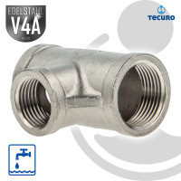 tecuro T-Stück 90° reduziert Edelstahl V4A (AISI 316), IG/IG/IG 1 1/4 x 3/4 x 1 1/4 Zoll
