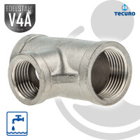 tecuro T-Stück 90° reduziert Edelstahl V4A (AISI 316), IG/IG/IG 1 1/2 x 1 1/4 x 1 1/2 Zoll